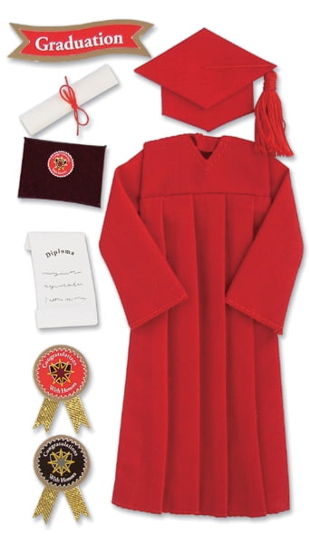 Red Graduation Cap and Gown ...